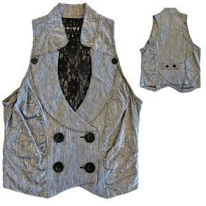 Y2K Gray Black Sleeveless Vest Sz Small